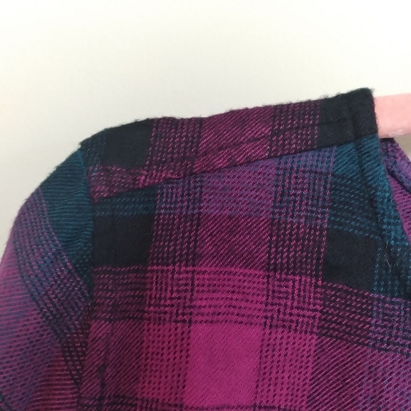 Anthropologie Cloth and Stone Pink and Teal Plaid Lace Up Back Top Size Small - Picture 7 of 13